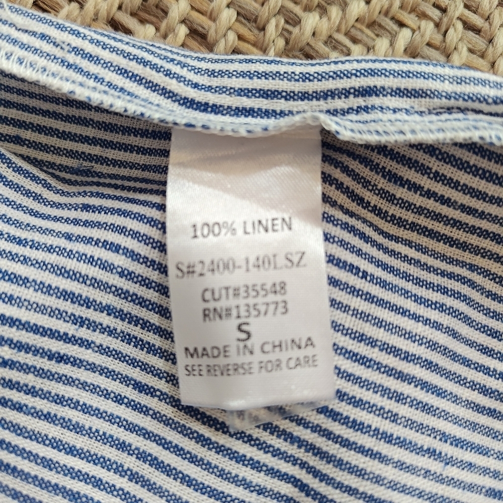 Náti Pinstripe Blue And White Seersucker 100% Linen Shorts Size Small - Picture 14 of 14